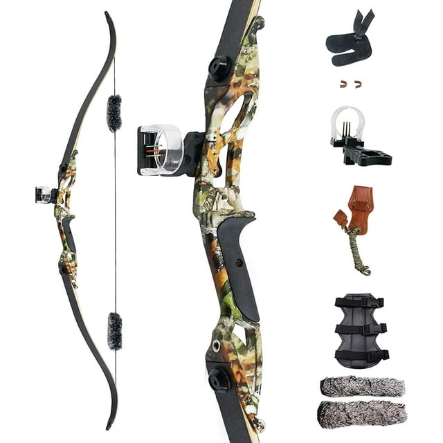56" Recurve Bow Metal Riser Takedown Archery Bow for Hunting 3D Target 30 35 40 45 50 lbs Come with Stinger Tool RIGHT Handed