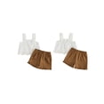 thumbnail image 2 of Loicainy Baby Toddler Girl 2 Piece Clothes 6 12 18 24 Months 2T 3T 4T Solid Color Eyelet Sleeveless Square Neck Tops and Shorts Outfits Set, 2 of 9