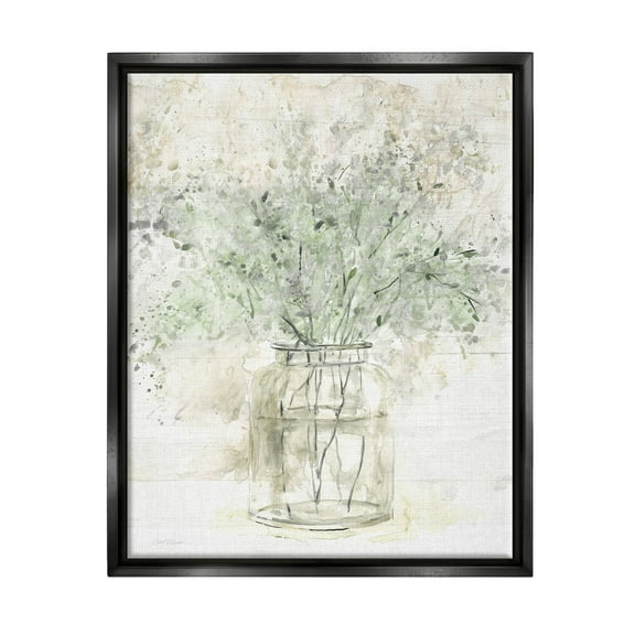 Baby's Breath Botanical Bouquet Botanical & Floral Graphic Art Jet Black Framed Art Print Wall Art