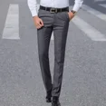 thumbnail image 5 of Pantalones de traje para hombre, holgados, con tirantes, para uso social, ajustados, elásticos, para negocios, para hombre, con cinturón, 5 of 5