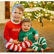 Christmas Toddler Kid Baby Boy Girls Tops Striped Pants Pajamas Sleepwear Outfit
