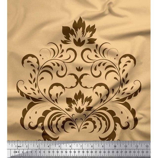 Soimoi Cotton Poplin Fabric Ogee Damask Print Fabric by Yard 42 Inch Wide
