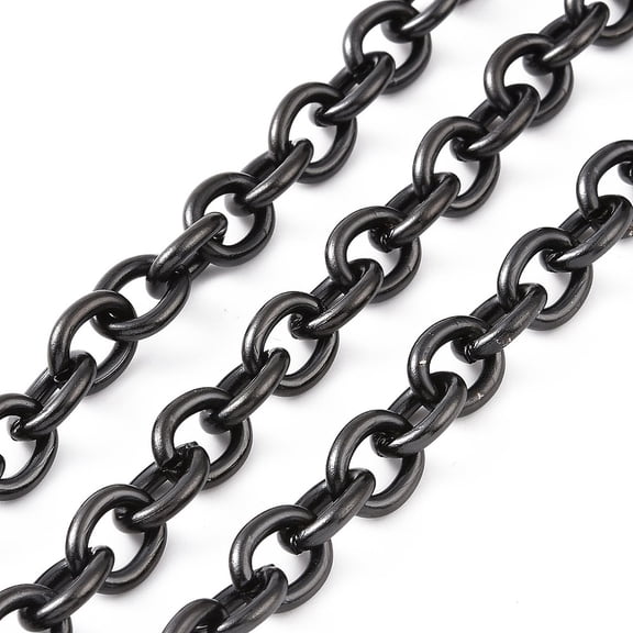 304 Stainless Steel Chains Unwelded Black 7.8mm Links: 9.9x7.8x1.9mm
