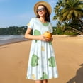 thumbnail image 4 of Haiem Kawaii Frogs Pattern Women's Short-Sleeve Scoop Neck Swing Dress, 4 of 6
