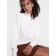 thumbnail image 5 of Scenario Women's and Women's Plus Waffle Knit Button Top with Long Sleeves, Sizes XS-4X, 5 of 6