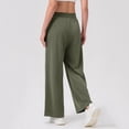 thumbnail image 4 of Ndbuld Women's Pants Women's Wide Leg Pants Casual Loose Solid Color Breathable Sports Exercise Pants Long Trousers for Women Summer Savings Green S, 4 of 5