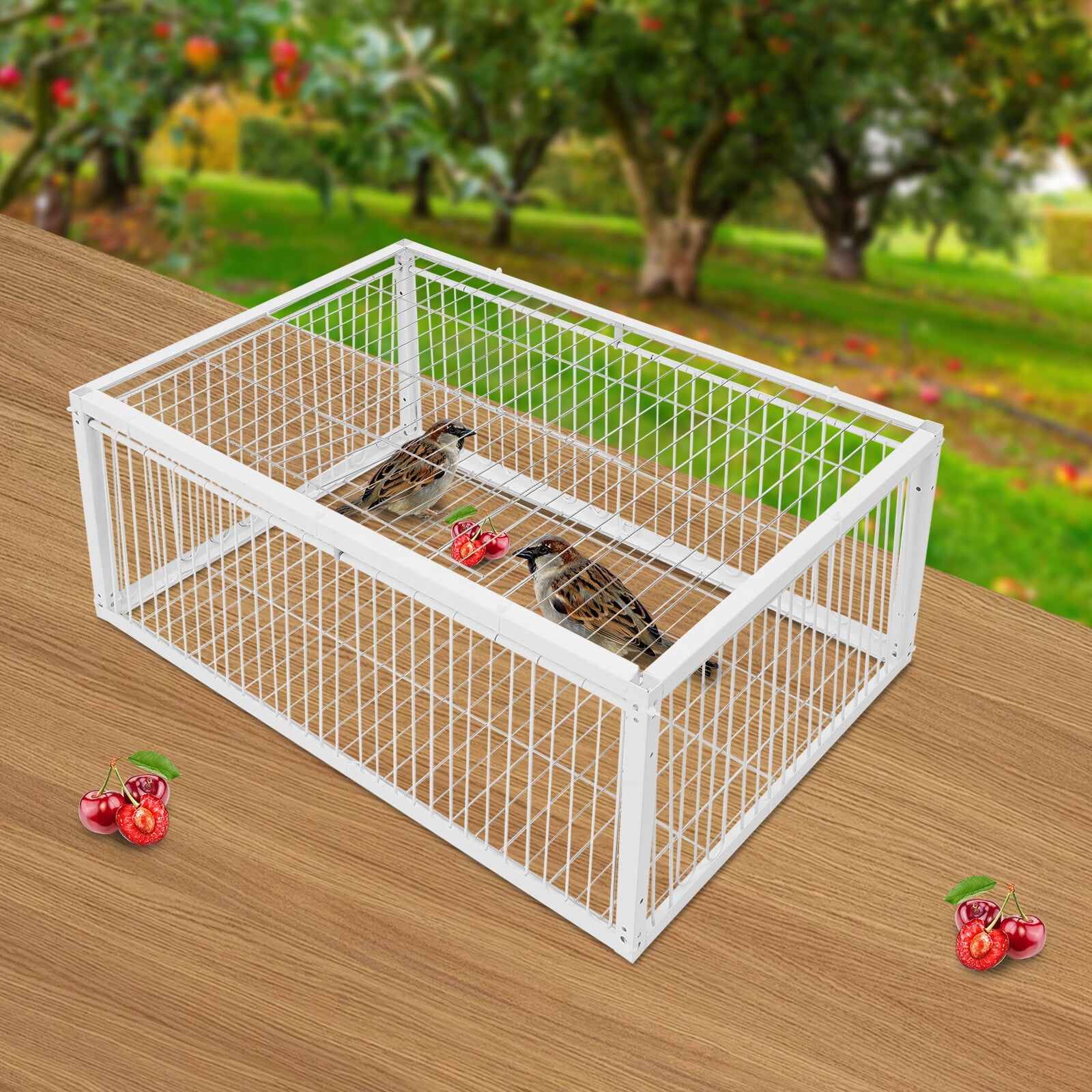 White Pigeon Cage Iron 4-Doors Rectangle Bird Cage one-way door for pigeons Used In Courtyards, Balconies, Lawns, Woods