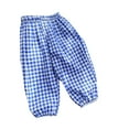 thumbnail image 2 of Kndvns Toddler Baby Girl Boy Classic Pants Plaid Elastic Jogger Gingham Long Pants Summer Fall Harem Pants Daily Blue 6-7 Years, 2 of 6