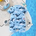 thumbnail image 5 of Landzoo Kids Boys Swimwear Graphic Print Short Sleeve Crew Neck One Piece Onesie Summer Swimming Pool Comfortable Toddler Boys Jumpsuits Size 9-12 Months Sky Blue, 5 of 9