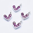 thumbnail image 1 of Brass Micro Pave Cubic Zirconia Charms Long-Lasting Plated Lead Free & Nickel Free & Cadmium Free Heart Hot Pink Real Platinum Plated 9.5x6.5x2mm Hole: 1mm, 1 of 2