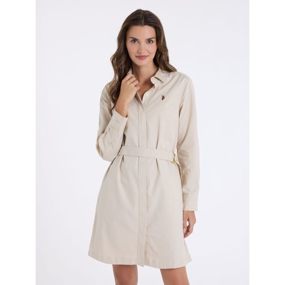 U.S. Polo Assn. Women's Belted Oxford Shirt Dress, Sizes XS-XL