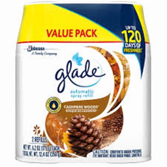 Glade  12.4 oz Automatic Spray Air Freshener Refill, Cashmere Woods - Pack of 2