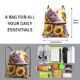 thumbnail image 2 of Pofeuu Daisy Sunflower Lazy Cat Print Drawstring Backpack Water Resistant String Bag Sports Sackpack Gym Sack with Side Pocket for Men Women, 2 of 6