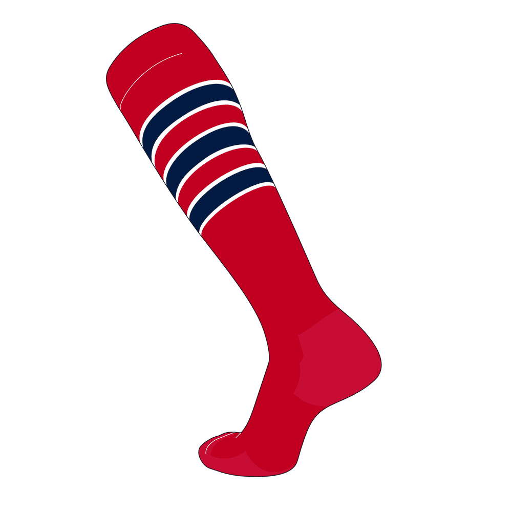 TCK TCK Elite Baseball Football Knee High Striped Socks (D) Red