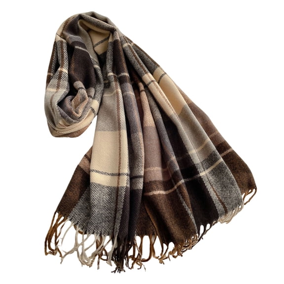 Yuanlong Womens Scarves Vintage Plaid Tassel Thick Fluffy Winter Warm Neck Wraps Cozy Soft Retro Versatile Casual Scarves