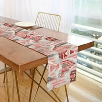 Yayeee Table Runner 70 inches Long Home Kitchen Dinning Party Decoration, Light Pink Gingerbread Houses