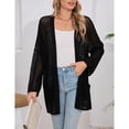 thumbnail image 4 of Women's Open-Front Long Sleeve Mesh Knit Cardigan with Pockets, 4 of 5