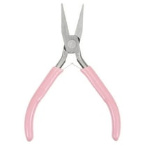 Uxcell Mini Flat Nose Pliers 4.5" Smooth Jaw Precision Cutters with Pink Handle for DIY Crafts