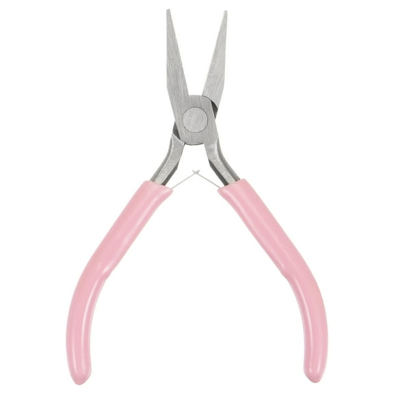 Uxcell Mini Flat Nose Pliers 4.5" Smooth Jaw Precision Cutters with Pink Handle for DIY Crafts