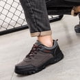 thumbnail image 4 of Men's Extra Wide Plus Size Faux Leather Hiking Shoes Outdoor Walking Shoes Low-top Work Shoes Soft Toe with Arch Support for Heel Pain Relief - Rugged Core Size 6.5-9.5 Gray, 4 of 7