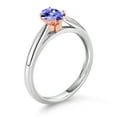 thumbnail image 3 of Gem Stone King 925 Sterling Silver and 10K Rose Gold Prongs Blue Tanzanite Solitaire Engagement Ring for Women (0.45 Cttw, Oval 6X4MM, Gemstone December Birthstone, Available in Size 5, 6, 7, 8, 9), 3 of 4