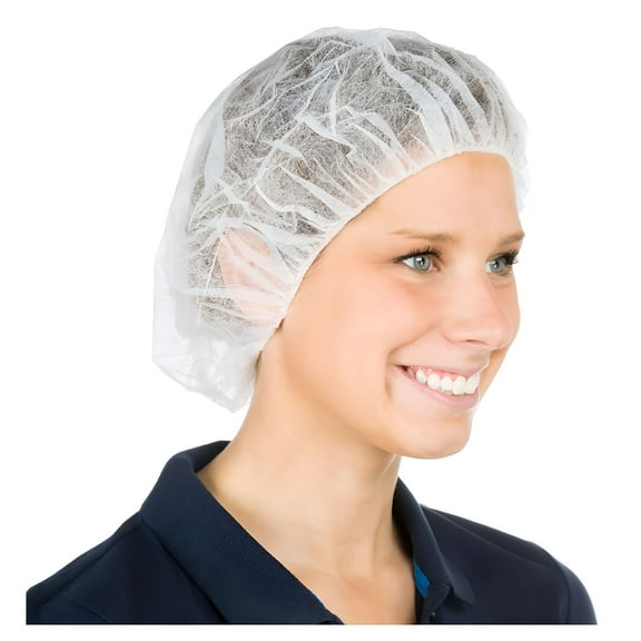TELOLY Disposable Bouffant Caps Soft Hair Nets 24" Pack of 100 White
