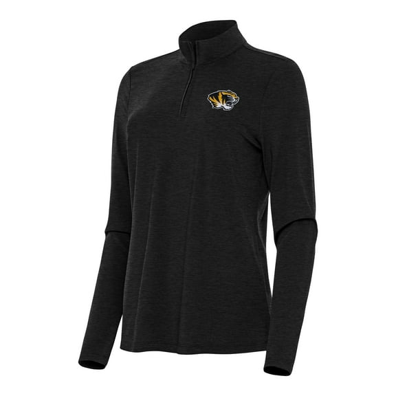Women's Antigua Heather Black Missouri Tigers Bright Quarter-Zip Top
