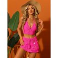 thumbnail image 2 of Conjunto de bikini de 2 piezas Allegra K, minifalda con parte superior de Cami calada, Rosa caliente, M, 2 of 6