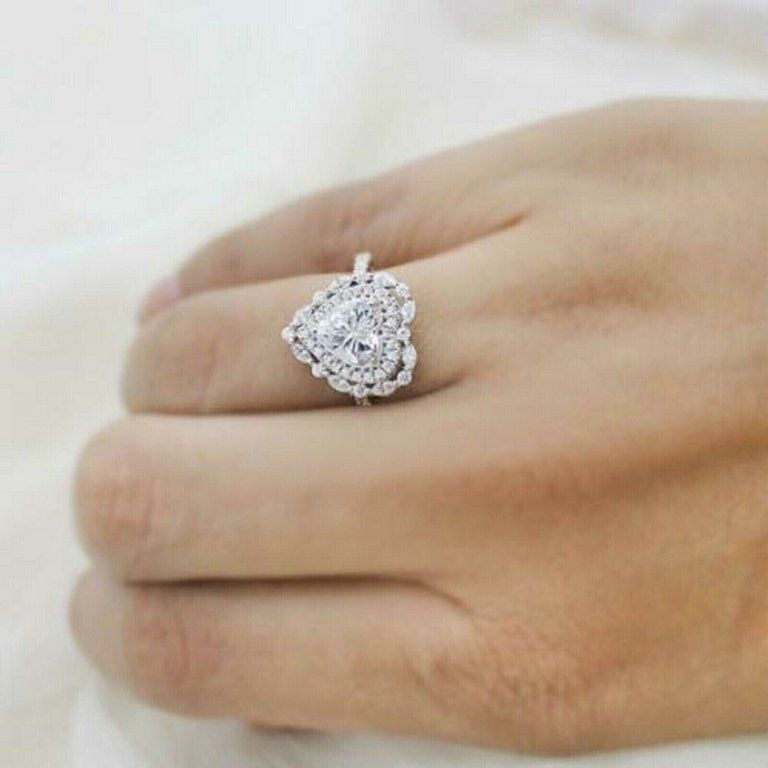 2.30 Ct White Round Moissanite Three Stone Engagement Ring 925 Sterling Silver E - Foto 11