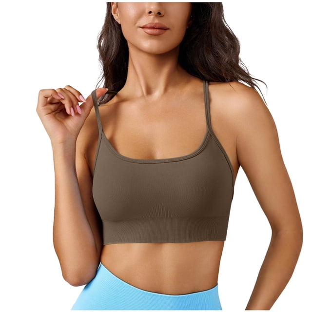 Mujeres de color sólido cuatro filas ajustable inalámbrico sujetador doble hombro yoga deportes sujetador a prueba de choques, ejercicio deportes sujetadores para mujeres