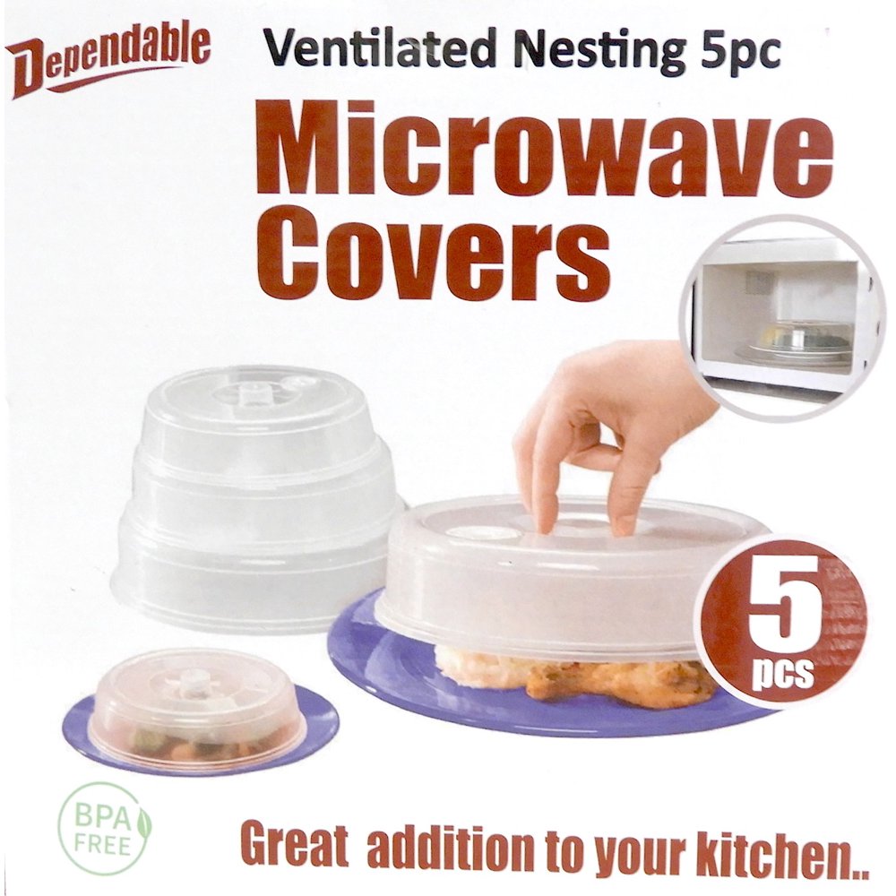 Set of 5 Microwave Plate Covers with Adjustable Steam Vents Microwave