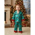 thumbnail image 6 of Cjfdfy Toddler Baby Girl Christmas Silk Stain Pajamas Set Kids Girls PJS Set Sleepwear Fall Winter Clothes Pumpkin Bow Print Long Sleeve Button Down Shirt with Long Pants Set Loungewear 1-8Y, 6 of 9