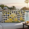 thumbnail image 2 of Summer Gnome Lemon Outdoor Pillow Covers Pack of 2 Country Farm Yellow Lemon Tree Leaf Black Plaid Waterproof Throw Pillow Covers Decorative Cushion Cases for Patio Garden Tent Balcony 20x12 inch, 2 of 9
