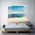 thumbnail image 2 of IDEA4WALL Wall Murals Fake White Window with Teal Boat on the Beach Removable Wallpaper Peel and Stick Wall Stickers - 24x32 inches, 2 of 4