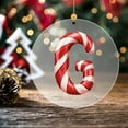 thumbnail image 3 of Xecvkr Alphabet Candy Cane Ornament Christmas Letter Tree Pendant Acrylic Red Santa Hat Decorative Holiday Hanging DIY Gift 2D 10cm 1pc, 3 of 5