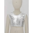 thumbnail image 3 of Haitryli Kids Girls Fashion Hip Hop Dance Outfits Costume Shiny Metallic Sleeveless Crop Top with Pants Silver 9-10, 3 of 5