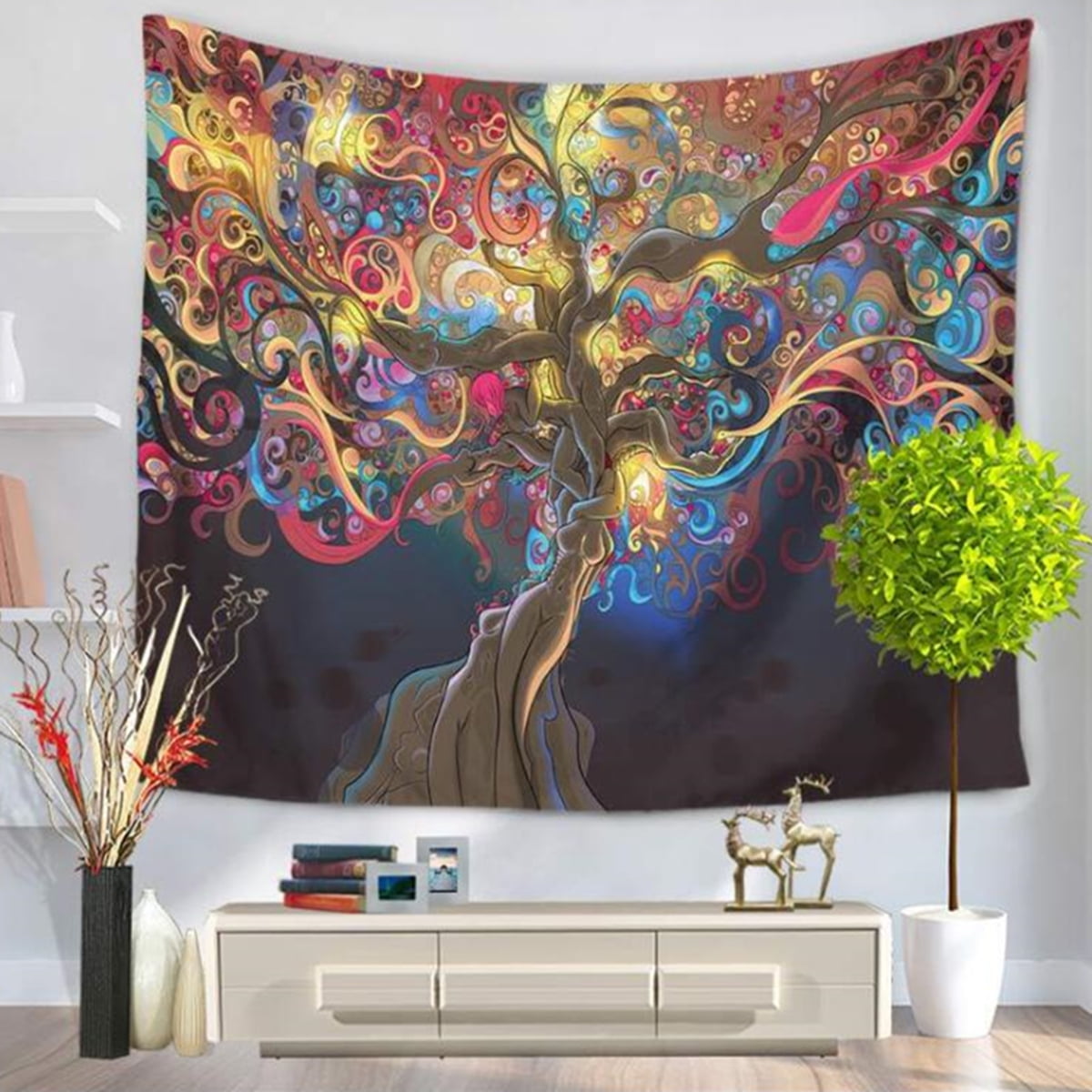 4.9X6.5FT Psychedelic Tree Tapestry Pattern Wall Hanging Tapestry Home