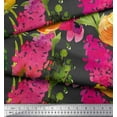 thumbnail image 3 of Soimoi Gray Poly Georgette Fabric Leaves & Floral Decor Fabric Printed BTY 42 Inch Wide, 3 of 3
