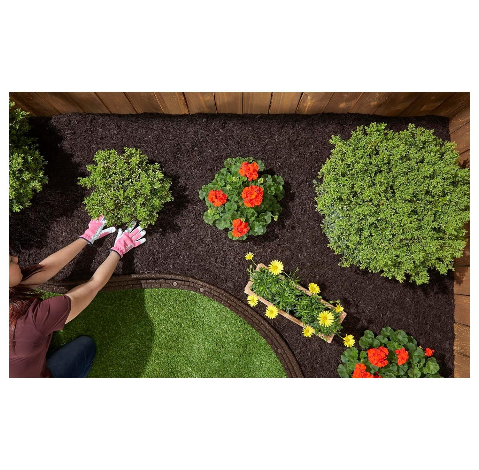 Premium Shredded Rubber Mulch for Gardens, Lawns, and Landscaping | Long Lasting Color | Looks Like Natural Wood Mulch (0.8 Cu. Ft. - 16 LBS, Brown)