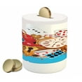 thumbnail image 1 of Alice in Wonderland Piggy Bank, Mad Design of Cards Clocks Tea Pots Keys Flowers Fantasy World Art, Ceramic Coin Bank Money Box for Cash Saving, 3.6" X 3.2", Multicolor, by Ambesonne, 1 of 4