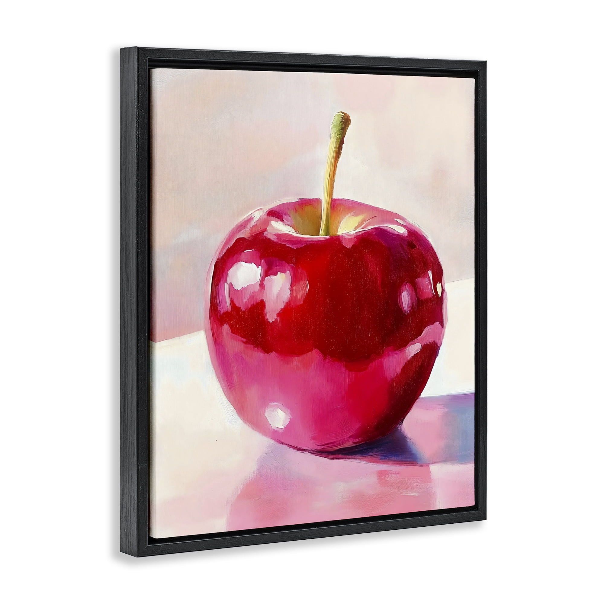Stupell Industries Shiny Red Apple Reflection Black Framed Floater Canvas Wall Art, design by The Prints Vibe