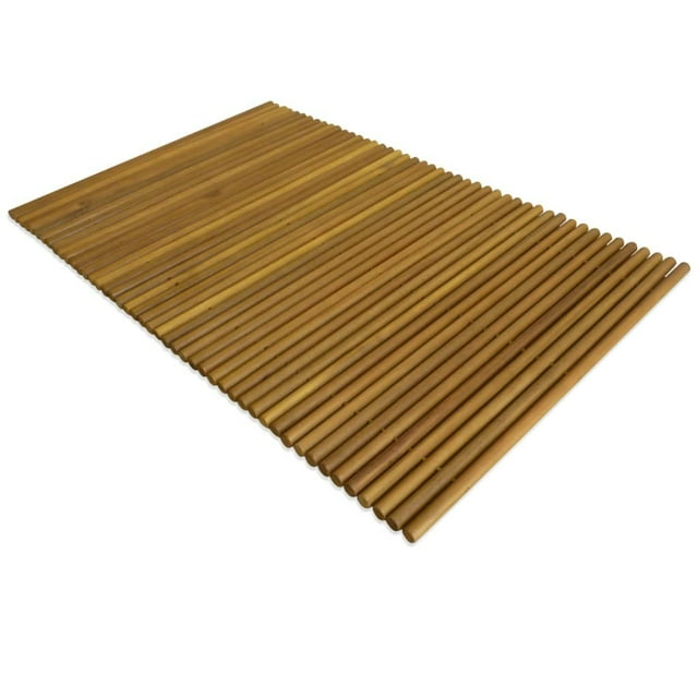 Alfombra de baño VidaXL de madera de acacia natural, antideslizante, resistente al agua