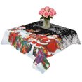 thumbnail image 2 of Black Christmas Table Cloth Waterproof Tablecloths, Xmas Snowman Santa Elk Winter Snowflake Tablecloth Dining Table Cover for Kitchen Party Tabletop Outdoor, Square Tablecloth 54x54 Inch, 2 of 9
