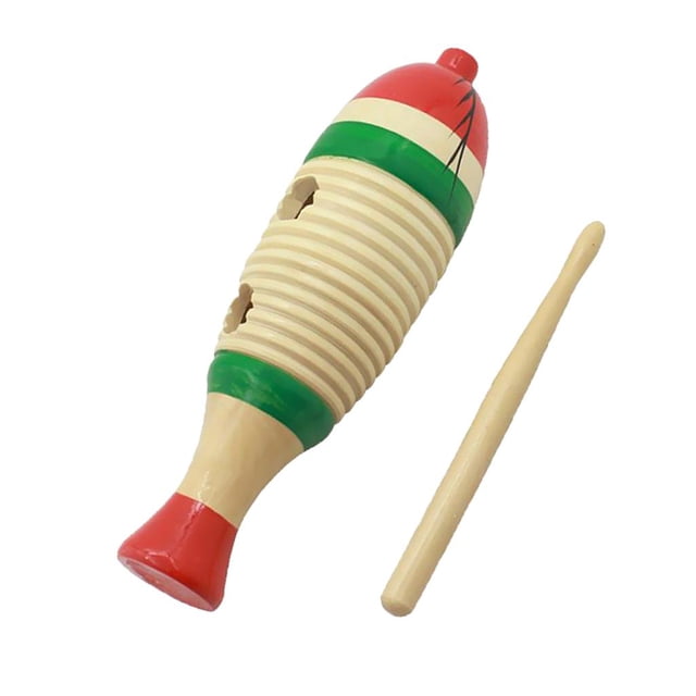 Percusión De Mano Guiro En Forma De Pez De Madera Para Juguetes Musicales Para Nios Sunnimix Forma de pescado de madera Guiro
