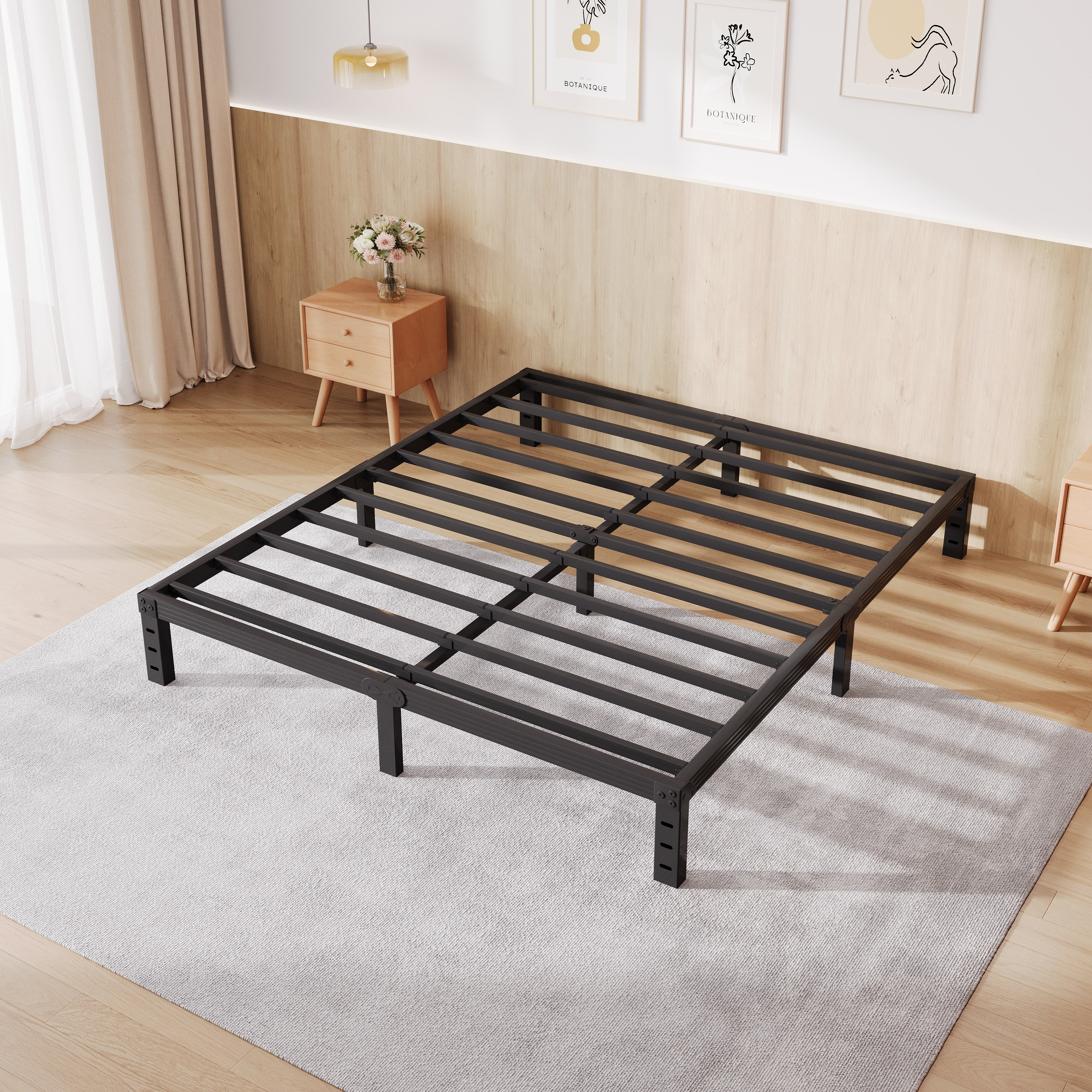 Nectar Telaio letto - Letto matrimoniale - grigio - gambe da 20,3 cm - doghe in legno robuste per il supporto - telaio in acciaio - arazzo contemporaneo e durevole - carico massimo: 317,5 kg