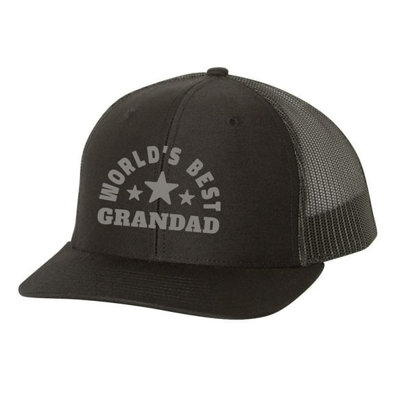 Men's Father's Day World's Best Grandad Embroidered Mesh Back Trucker Hat, Black/Black