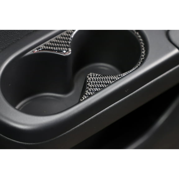TINKI 2PCS Rear Door Cup Holder Frame Trim Sticker for Honda Pilot 2016-2022/ Passport 2019-2023, Soft Carbon Fiber 2nd Row Seat Cup Holder Cover Interior Accessories