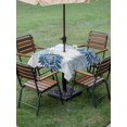 thumbnail image 4 of Outdoor Tablecloth with Umbrella Hole for Patio/Picnic/Party/Camping, Blue Grey Sunflowers Waterproof Table Cloth Square Cover Washable, Boho Vintage Floral Rustic Blossom (60"x 60"), 4 of 8