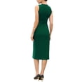 thumbnail image 3 of INSPIRE CHIC Double Breasted Work Dress for Women's Sleeveless Business Crewneck Formal Belted Pencil Dress M Green, 3 of 6