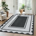 thumbnail image 2 of Garvee 10'x13' Modern Border Neutral Area Rug Living Room Rug, Washable Rug with Non Slip Backing Soft Low Pile Indoor Carpet for Bedroom Dining Room, Black Gray, 2 of 8